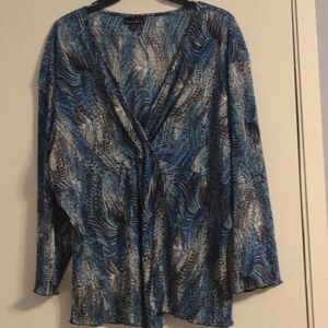 Brittany Black multicolor long sleeve blouse 2X